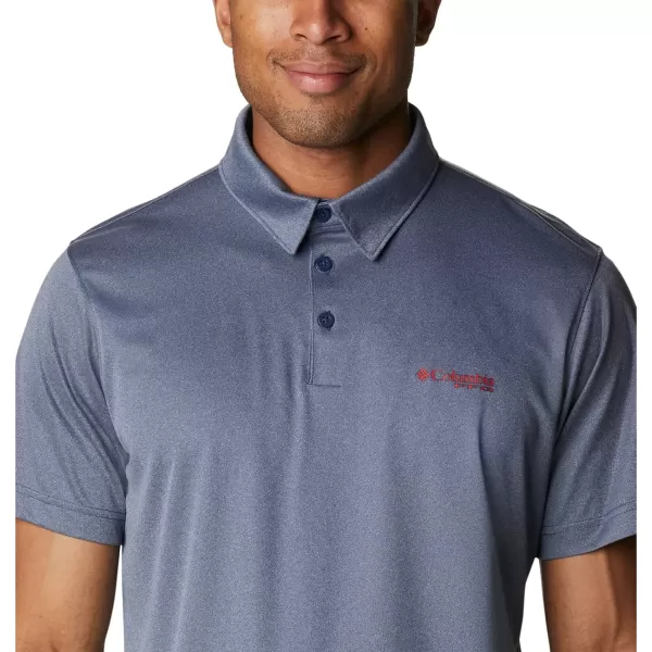 imageColumbia Mens Terminal Tackle Heather PoloCarbon HeatherRed Spark Logo