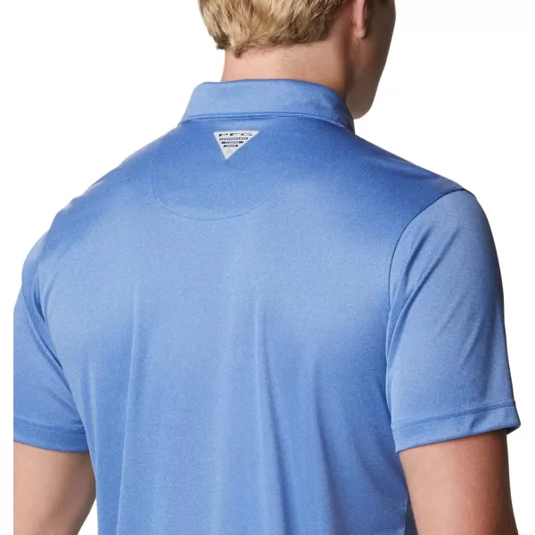imageColumbia Mens Terminal Tackle Heather PoloVivid Blue HeatherBright Nectar Logo