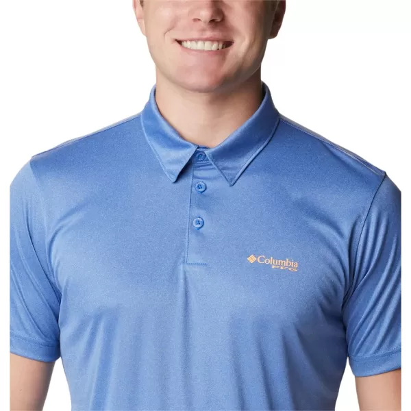 imageColumbia Mens Terminal Tackle Heather PoloVivid Blue HeatherBright Nectar Logo