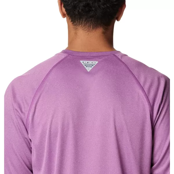 imageColumbia Mens Terminal Tackle Long Sleeve Shirt Wicking MaterialBerry Jam HeatherGranite Purple Logo