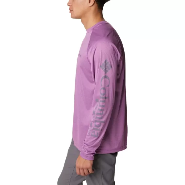 imageColumbia Mens Terminal Tackle Long Sleeve Shirt Wicking MaterialBerry Jam HeatherGranite Purple Logo
