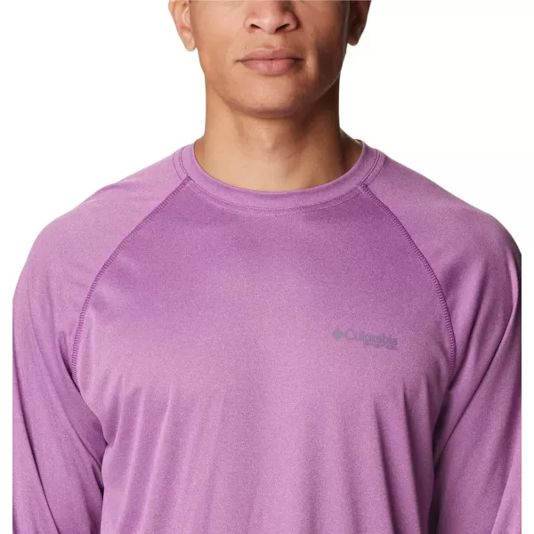 imageColumbia Mens Terminal Tackle Long Sleeve Shirt Wicking MaterialBerry Jam HeatherGranite Purple Logo