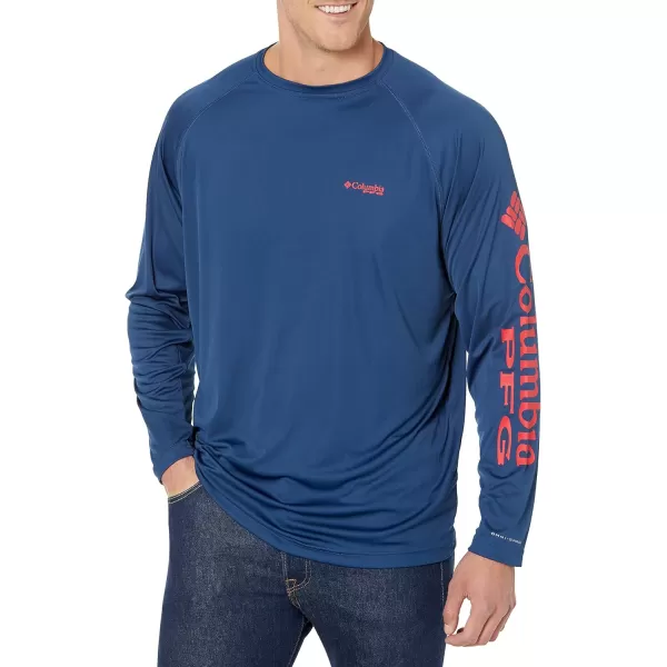 imageColumbia Mens Terminal Tackle Long Sleeve Shirt Wicking MaterialCarbonRed Spark Logo