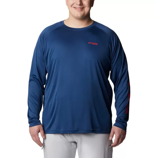 imageColumbia Mens Terminal Tackle Long Sleeve Shirt Wicking MaterialCarbonRed Spark Logo