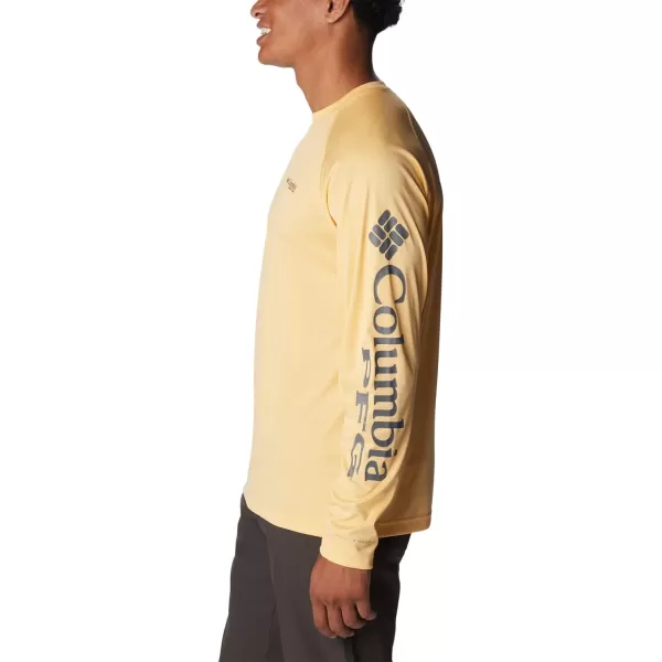 imageColumbia Mens Terminal Tackle Long Sleeve Shirt Wicking MaterialCocoa Butter HeatherCity Grey Logo