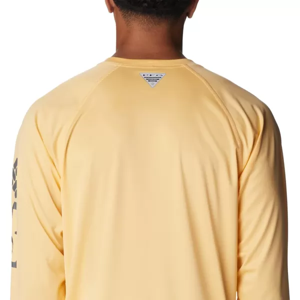 imageColumbia Mens Terminal Tackle Long Sleeve Shirt Wicking MaterialCocoa Butter HeatherCity Grey Logo
