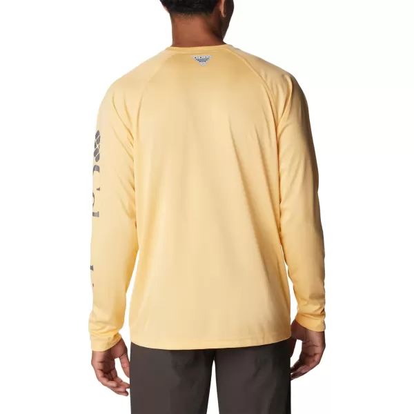 imageColumbia Mens Terminal Tackle Long Sleeve Shirt Wicking MaterialCocoa Butter HeatherCity Grey Logo