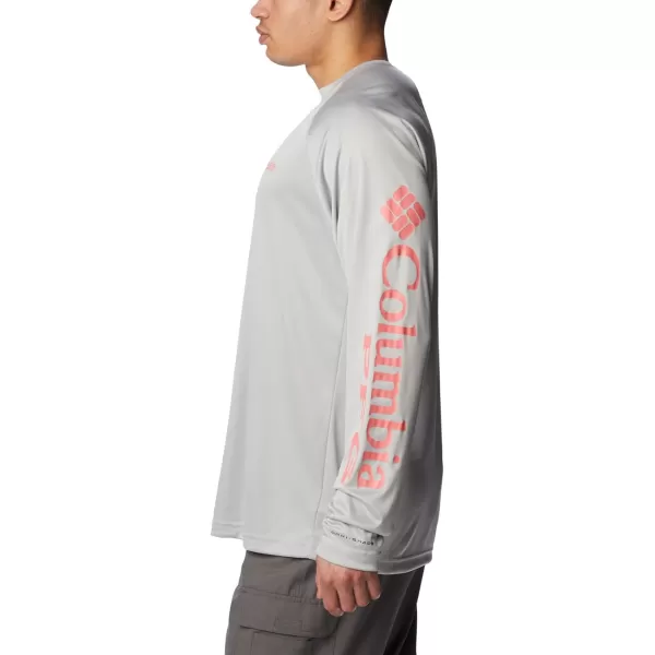 imageColumbia Mens Terminal Tackle Long Sleeve Shirt Wicking MaterialCool GreySalmon Logo