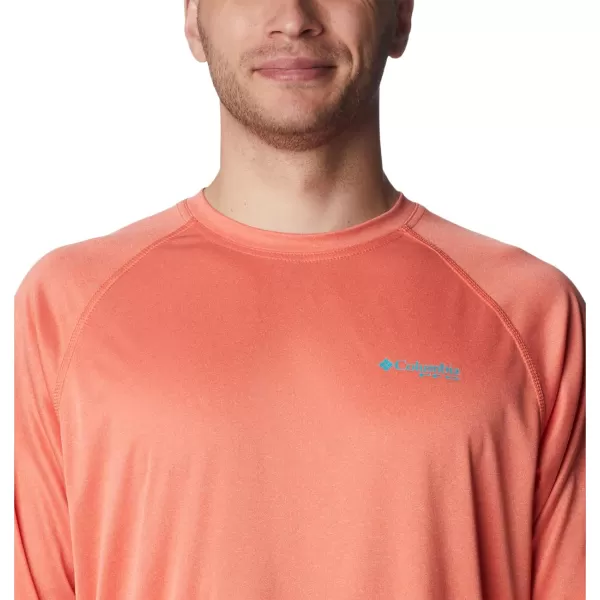 imageColumbia Mens Terminal Tackle Long Sleeve Shirt Wicking MaterialCorange HeatherOcean Teal Logo
