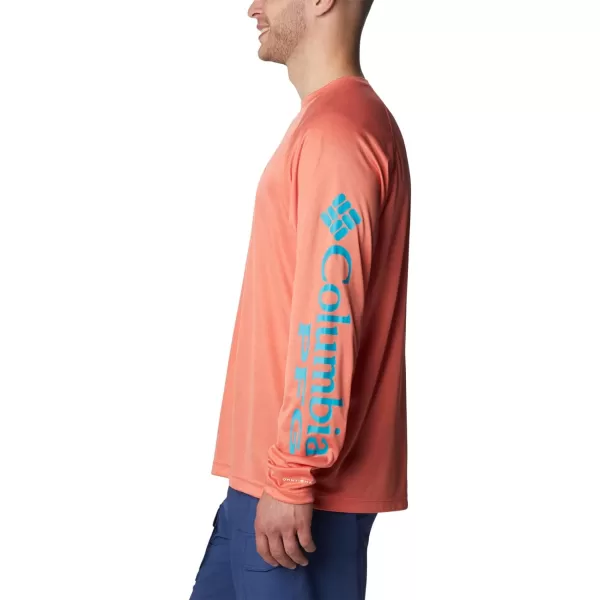 imageColumbia Mens Terminal Tackle Long Sleeve Shirt Wicking MaterialCorange HeatherOcean Teal Logo