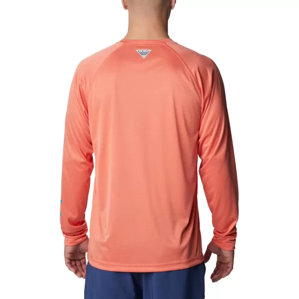 imageColumbia Mens Terminal Tackle Long Sleeve Shirt Wicking MaterialCorange HeatherOcean Teal Logo