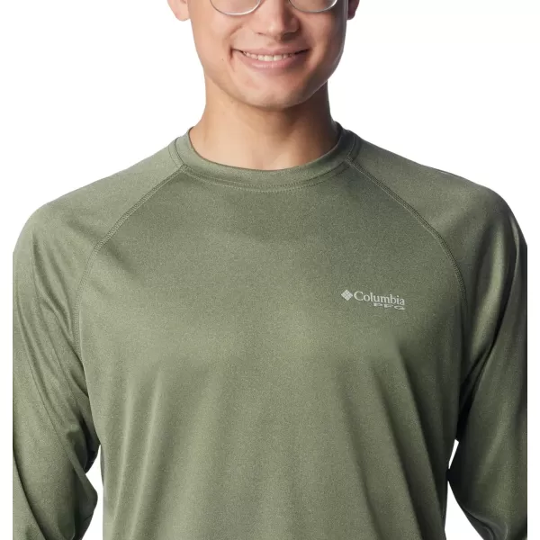 imageColumbia Mens Terminal Tackle Long Sleeve Shirt Wicking MaterialCypress HeatherCool Grey Logo