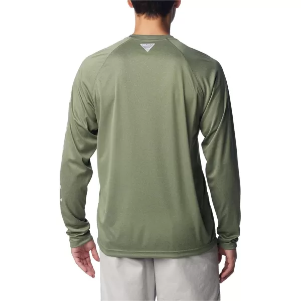 imageColumbia Mens Terminal Tackle Long Sleeve Shirt Wicking MaterialCypress HeatherCool Grey Logo
