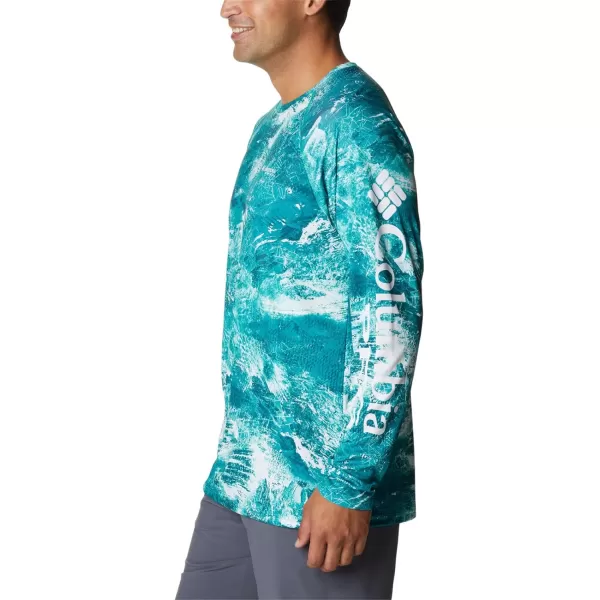 imageColumbia Mens Terminal Tackle Long Sleeve Shirt Wicking MaterialElectric Turquoise Realtree Horizon