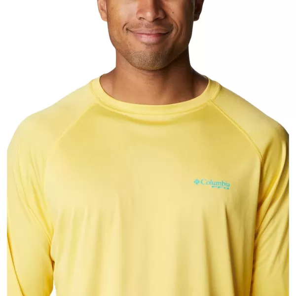 imageColumbia Mens Terminal Tackle Long Sleeve Shirt Wicking MaterialSun GlowElectric Turquoise Logo
