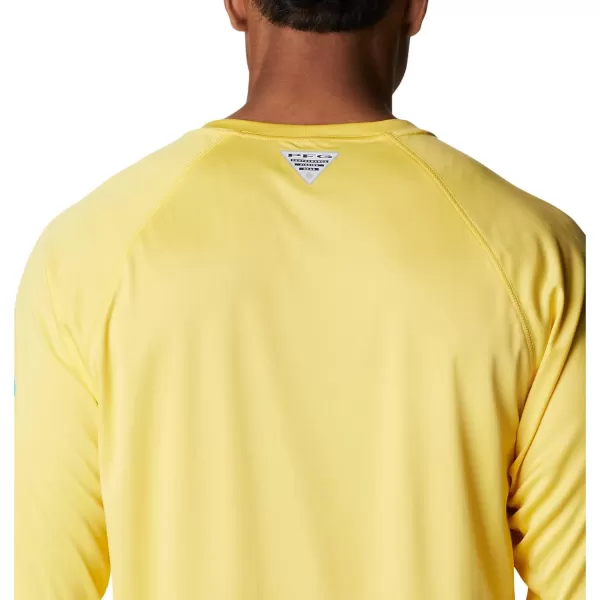 imageColumbia Mens Terminal Tackle Long Sleeve Shirt Wicking MaterialSun GlowElectric Turquoise Logo