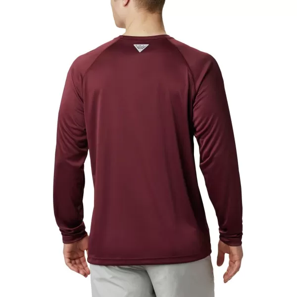 imageColumbia Mens Terminal Tackle Long Sleeve Shirt Wicking MaterialTam  Deep Maroon  White