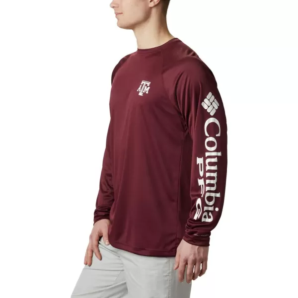imageColumbia Mens Terminal Tackle Long Sleeve Shirt Wicking MaterialTam  Deep Maroon  White