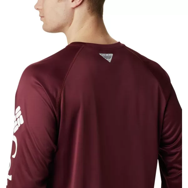imageColumbia Mens Terminal Tackle Long Sleeve Shirt Wicking MaterialTam  Deep Maroon  White