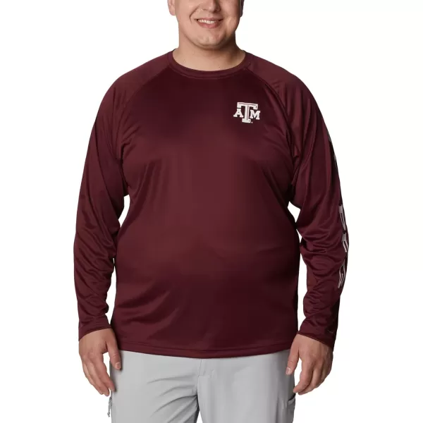 imageColumbia Mens Terminal Tackle Long Sleeve Shirt Wicking MaterialTam  Deep Maroon  White