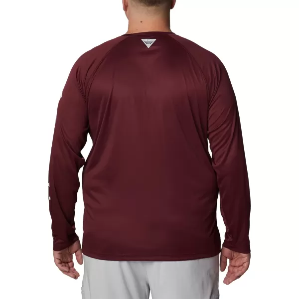 imageColumbia Mens Terminal Tackle Long Sleeve Shirt Wicking MaterialTam  Deep Maroon  White