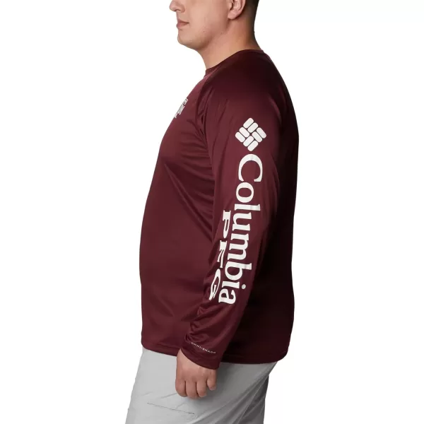 imageColumbia Mens Terminal Tackle Long Sleeve Shirt Wicking MaterialTam  Deep Maroon  White