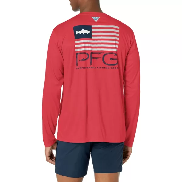 imageColumbia Mens Terminal Tackle PFG Fish Star Long SleeveSunset RedCollegiate Navy Marlin