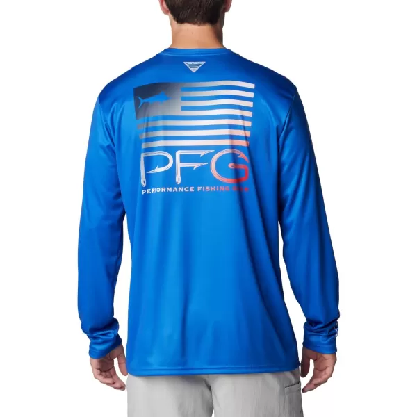 imageColumbia Mens Terminal Tackle PFG Fish Star Long SleeveVivid BlueColl Navy Marlin Gradient