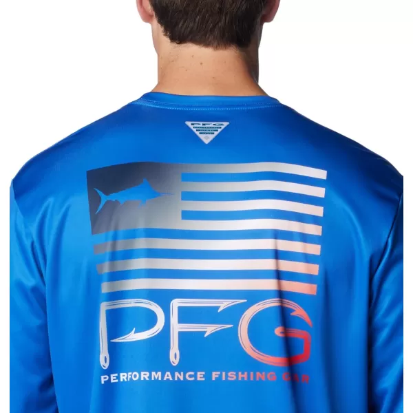imageColumbia Mens Terminal Tackle PFG Fish Star Long SleeveVivid BlueColl Navy Marlin Gradient