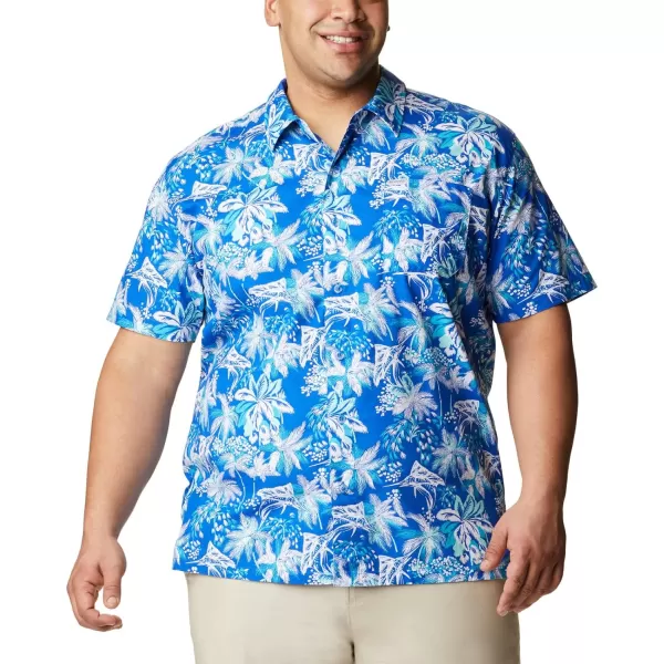 imageColumbia Mens Trollers Best Short Sleeve ShirtBlue Macaw Festive Fishin Print