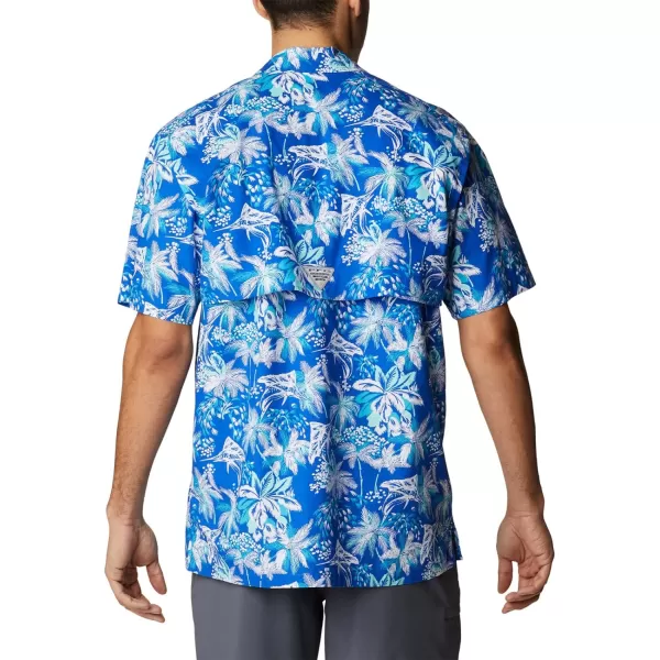 imageColumbia Mens Trollers Best Short Sleeve ShirtBlue Macaw Festive Fishin Print