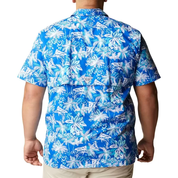 imageColumbia Mens Trollers Best Short Sleeve ShirtBlue Macaw Festive Fishin Print