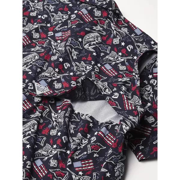 imageColumbia Mens Trollers Best Short Sleeve ShirtCollegiate Navy Americana Fishing Print