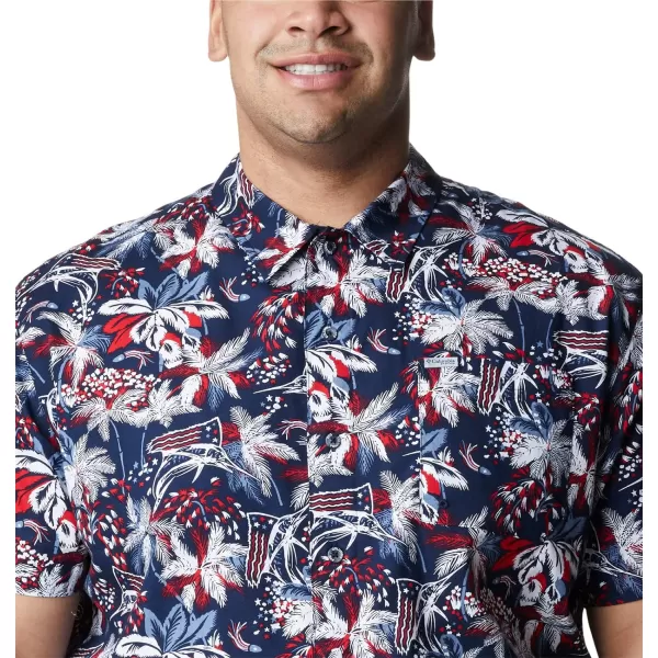 imageColumbia Mens Trollers Best Short Sleeve ShirtCollegiate Navy Fireworks Fish Print