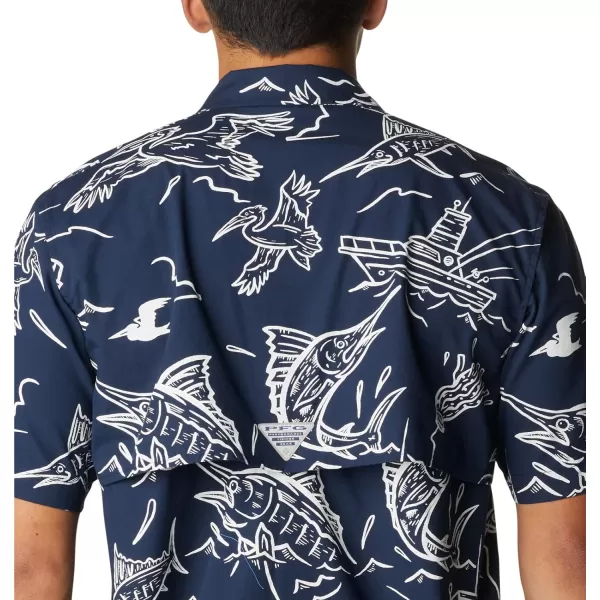 imageColumbia Mens Trollers Best Short Sleeve ShirtCollegiate Navy Mighty Marlins Print
