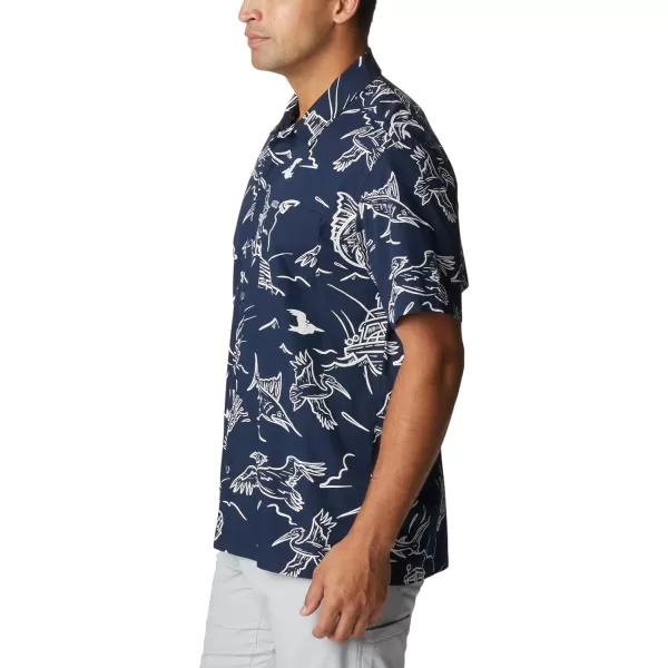 imageColumbia Mens Trollers Best Short Sleeve ShirtCollegiate Navy Mighty Marlins Print