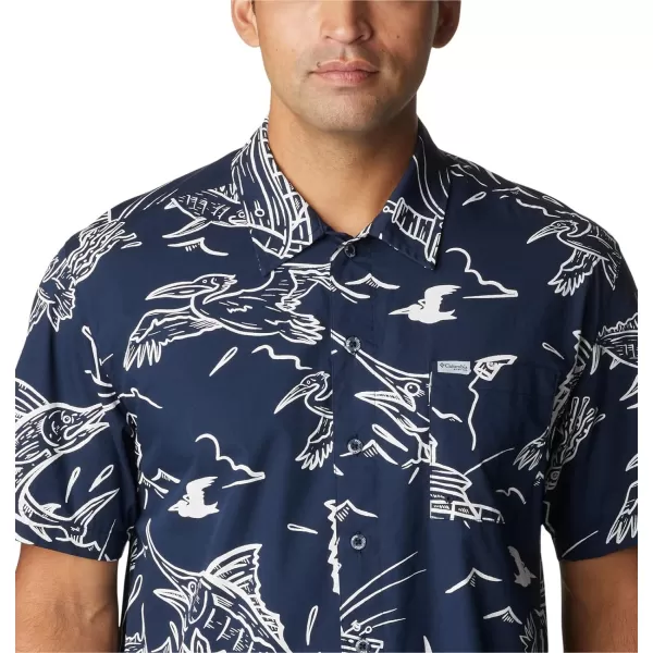 imageColumbia Mens Trollers Best Short Sleeve ShirtCollegiate Navy Mighty Marlins Print