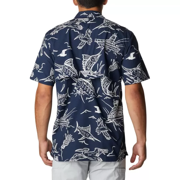 imageColumbia Mens Trollers Best Short Sleeve ShirtCollegiate Navy Mighty Marlins Print