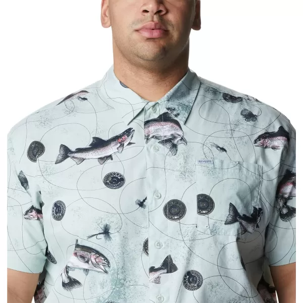 imageColumbia Mens Trollers Best Short Sleeve ShirtCool Green Freshwater Dryfly Print
