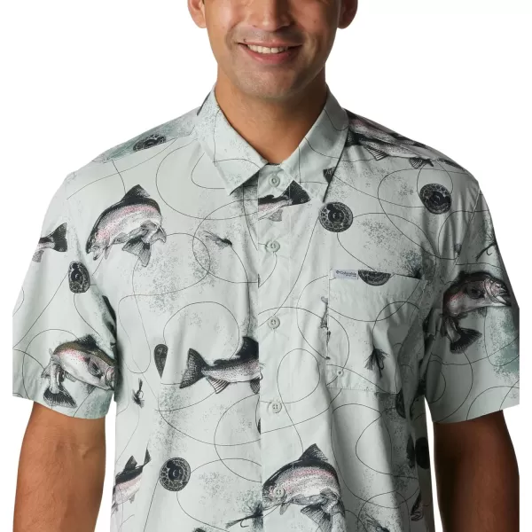 imageColumbia Mens Trollers Best Short Sleeve ShirtCool Green Freshwater Dryfly Print