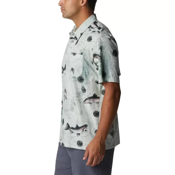 imageColumbia Mens Trollers Best Short Sleeve ShirtCool Green Freshwater Dryfly Print