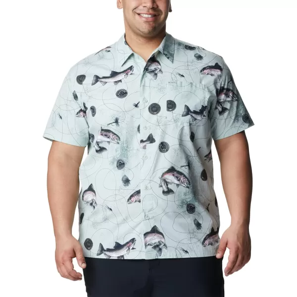 imageColumbia Mens Trollers Best Short Sleeve ShirtCool Green Freshwater Dryfly Print