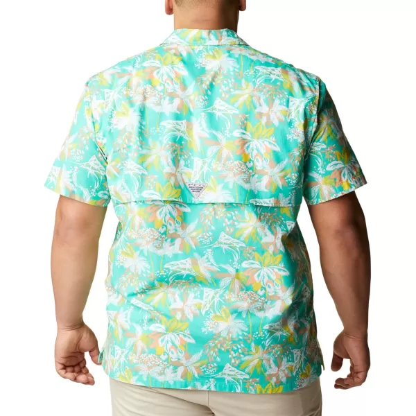 imageColumbia Mens Trollers Best Short Sleeve ShirtElectric Turquoise Festive Fishin Print