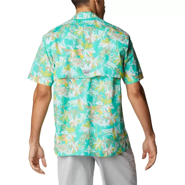 imageColumbia Mens Trollers Best Short Sleeve ShirtElectric Turquoise Festive Fishin Print