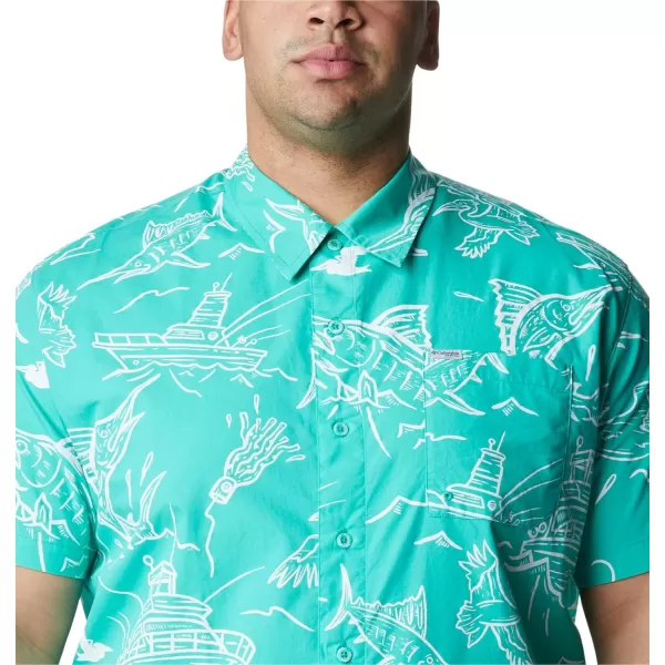imageColumbia Mens Trollers Best Short Sleeve ShirtElectric Turquoise Mighty Marlins Print