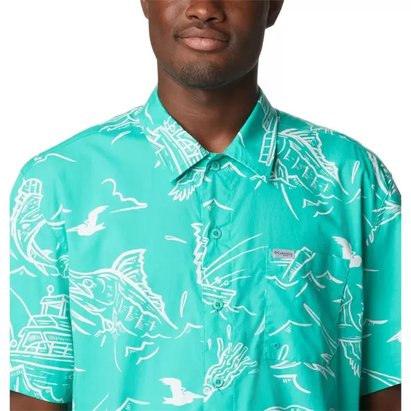 imageColumbia Mens Trollers Best Short Sleeve ShirtElectric Turquoise Mighty Marlins Print