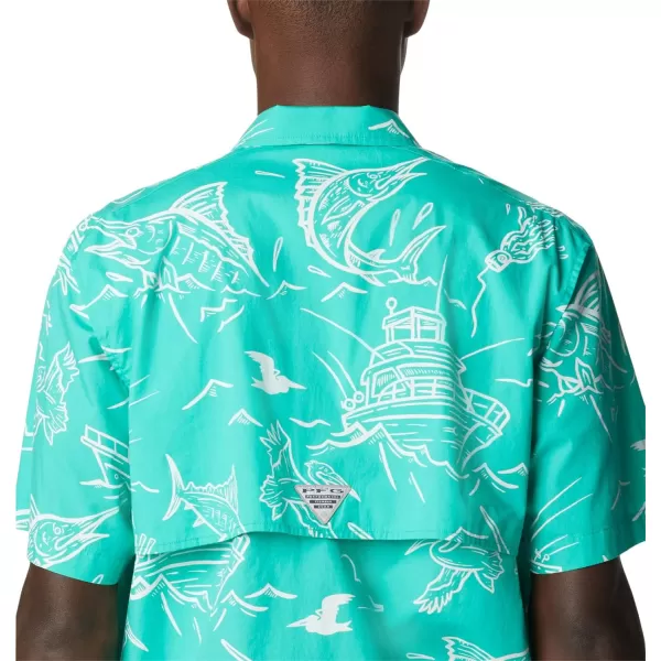 imageColumbia Mens Trollers Best Short Sleeve ShirtElectric Turquoise Mighty Marlins Print