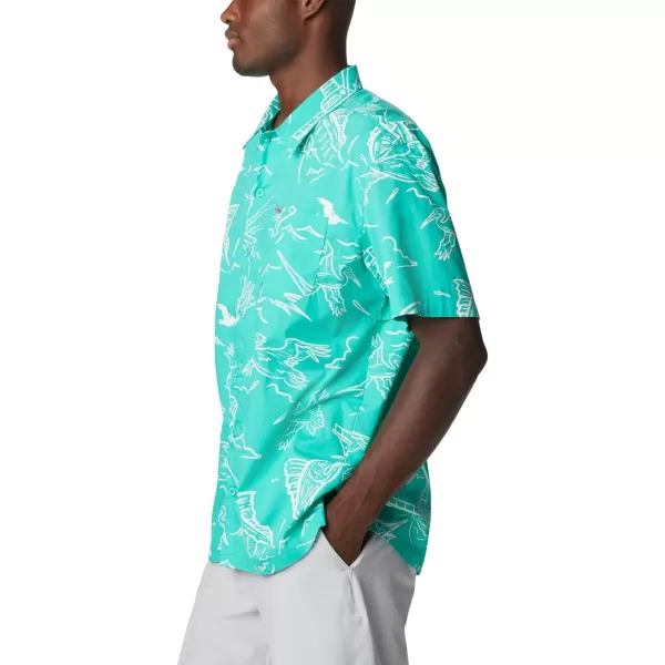 imageColumbia Mens Trollers Best Short Sleeve ShirtElectric Turquoise Mighty Marlins Print
