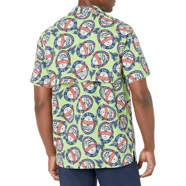 imageColumbia Mens Trollers Best Short Sleeve ShirtLime Glow Holiday Spirits Print