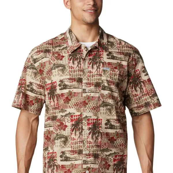 imageColumbia Mens Trollers Best Short Sleeve ShirtRed Spark Polynesian Print